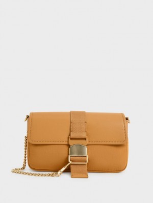 Charles & Keith Aspen Metallic Belt Solki Olkalaukku Oranssi | 230768GKS