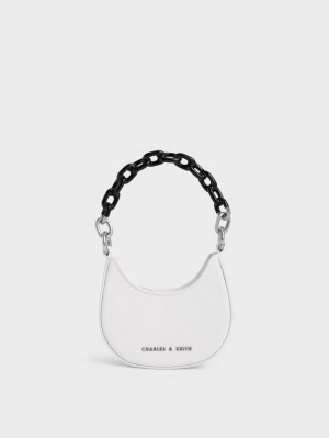 Charles & Keith Koi Chain Handle Mini Laukut Valkoinen | 378540XGS