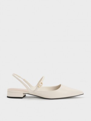 Charles & Keith Slingback Mary Jane Ballerinat Valkoinen | 207136EJZ